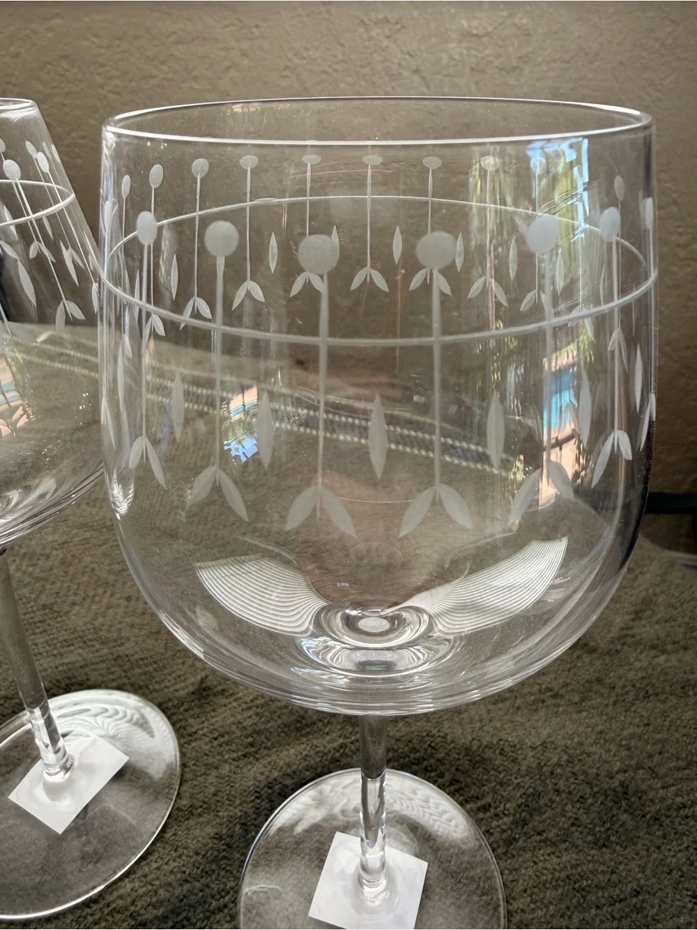 Art Nouveau Etched Wine Glasses - Set of 4